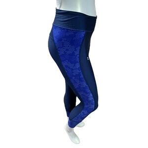 Under Armour Blue Geometric Print Compression Athletic Leggings XS Workout
